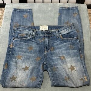 Current/Elliott The Stiletto Super Loved Rose Gold Star Skinny 29 Cotton Blend